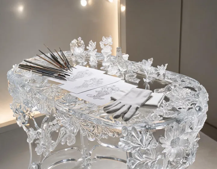 Crystal studio review table